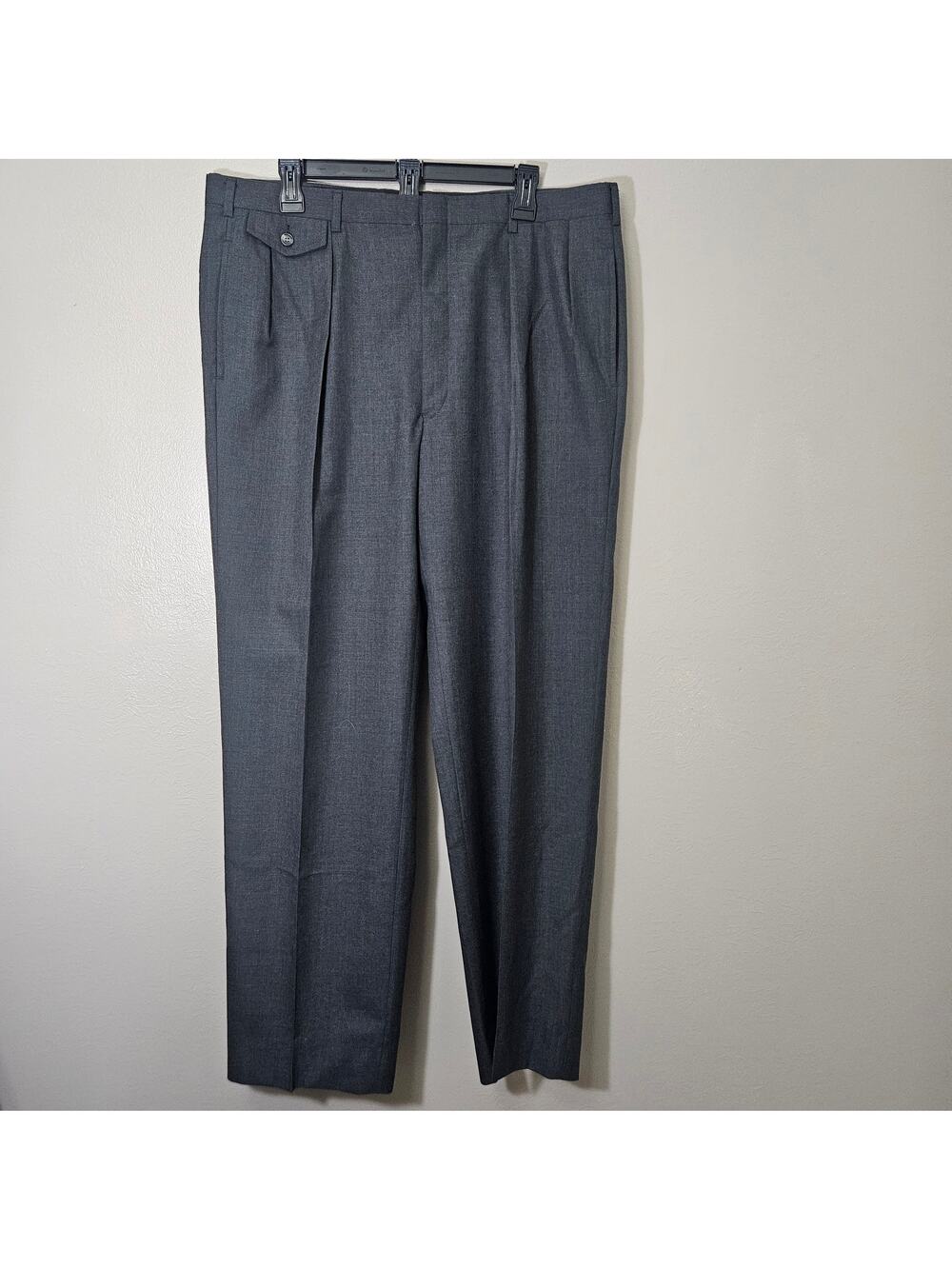 Vintage Austin Gray Pleated Dress Pants 37x31.5 Preppy Dark Academia Grandpacore